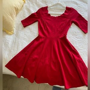Lulus Red Dress, scalloped peplum